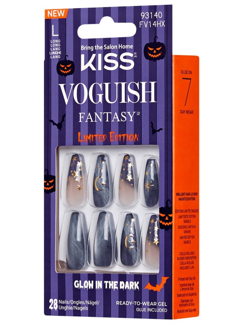 KISS Voguish Fantasy Glow-In-The-Dark Halloween Nails - Clowning